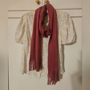 Hot Pink Knit Scarf with Fringe